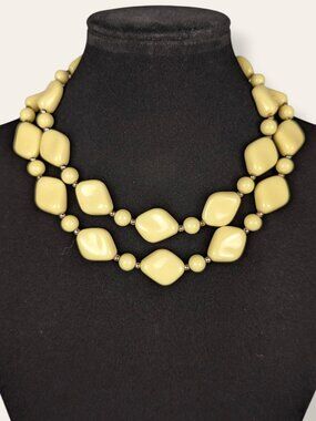 Vintage Yellow Lucite Beaded Necklace